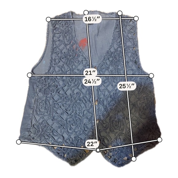 Life Style by LEI Women XL Blue Denim Floral Cutout Button Front Vest Upcycled - Picture 7 of 9